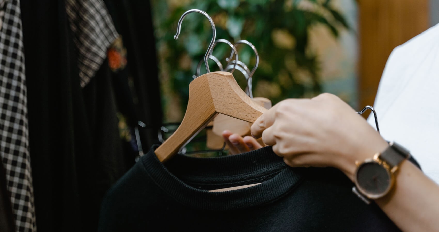 Black clothes on a hanger
